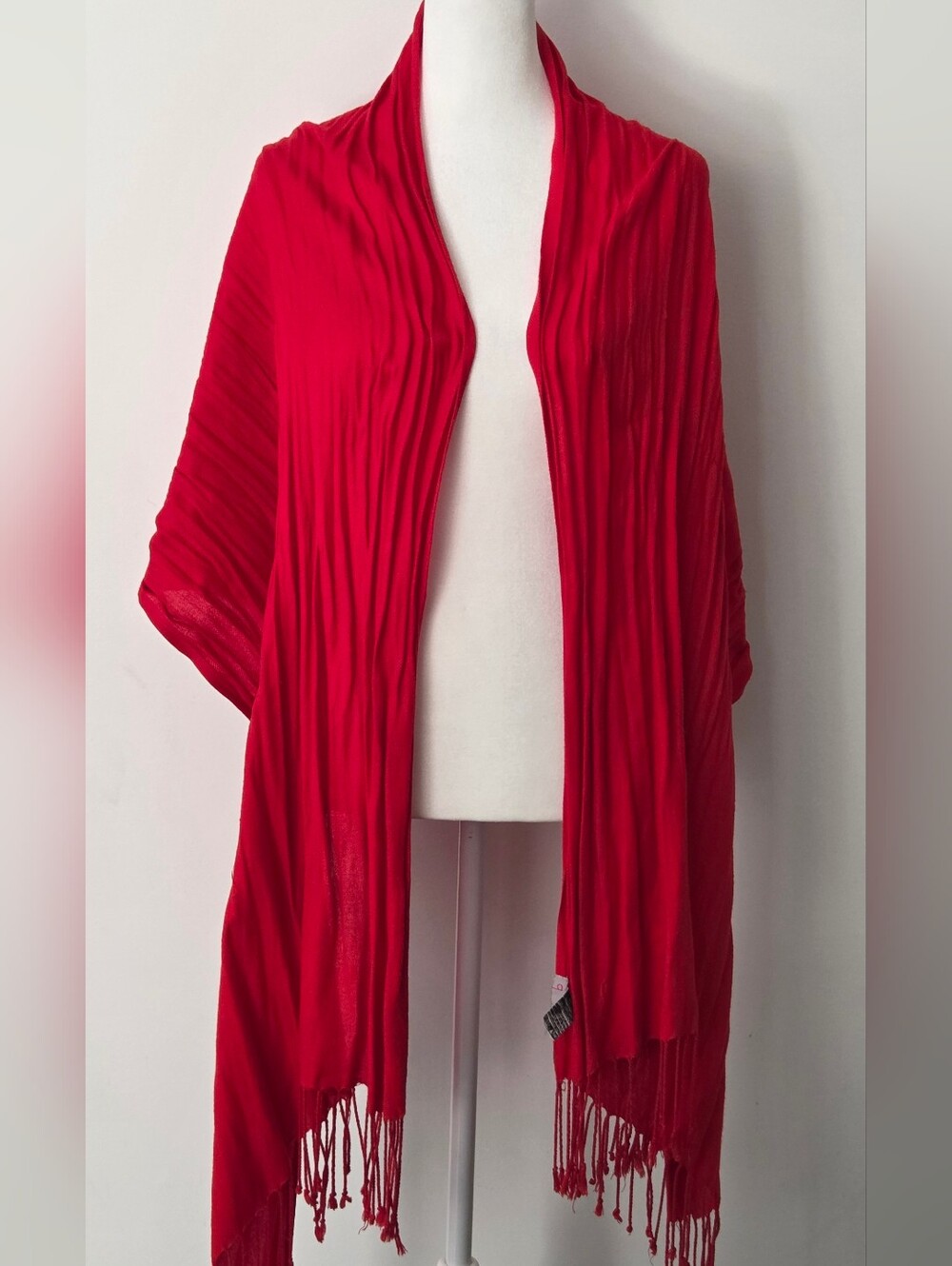 Vibrant Red Lightweight Fringe Shawl